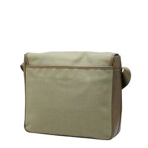 Prada Bag Logo Canvas Shoulder Plate Brown Green Triangle Leather